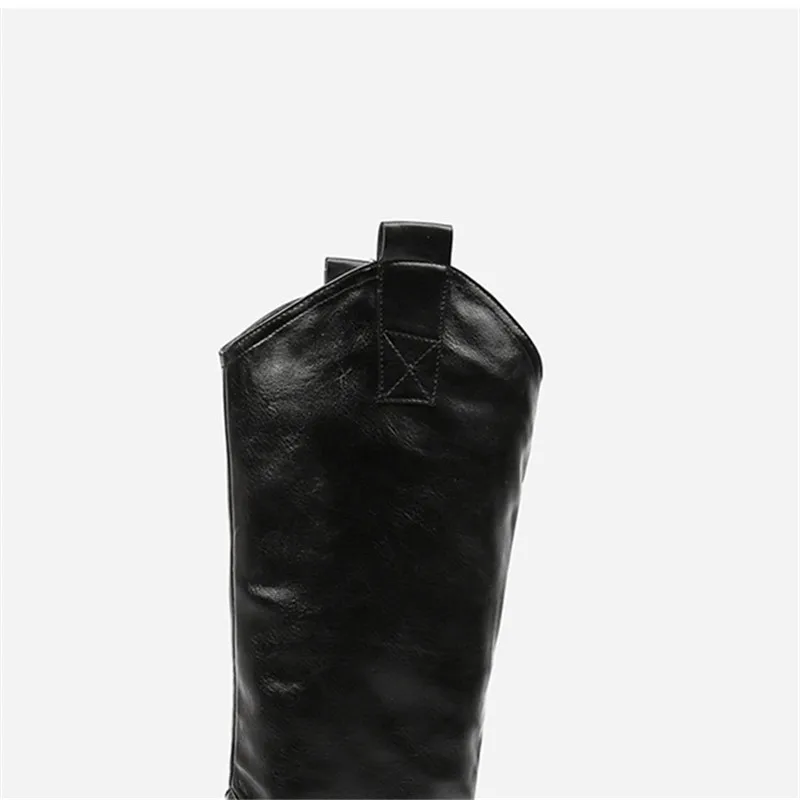 Odetina/Для женщин модные на высоком квадратном массивном каблуке, в стиле «Повседневный пуловер на ботинки до середины икры, классические зима-осень вкладки ботинки острый носок большой Размеры