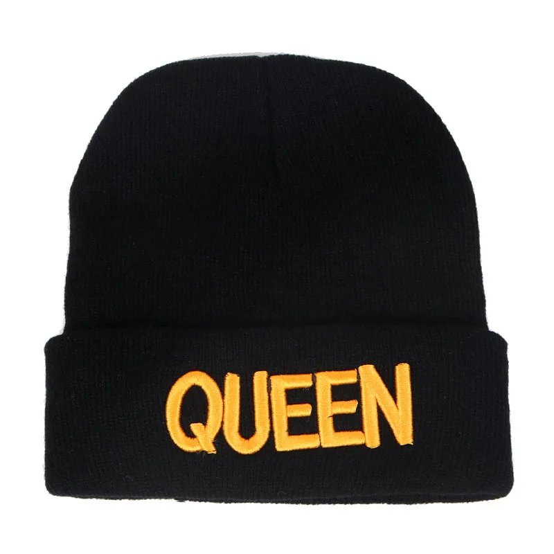 10 шт./лот, зимняя шапка King queen Beanie, мужская и женская вязаная шапка для пары, 4 варианта на выбор