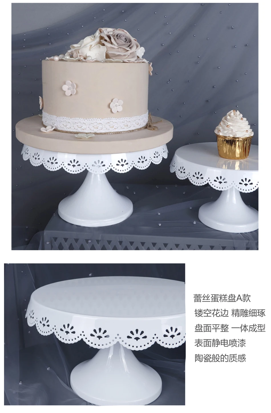 Металлическая винтажная белая кружевная тарелка для торта десертный стол украшение для торта