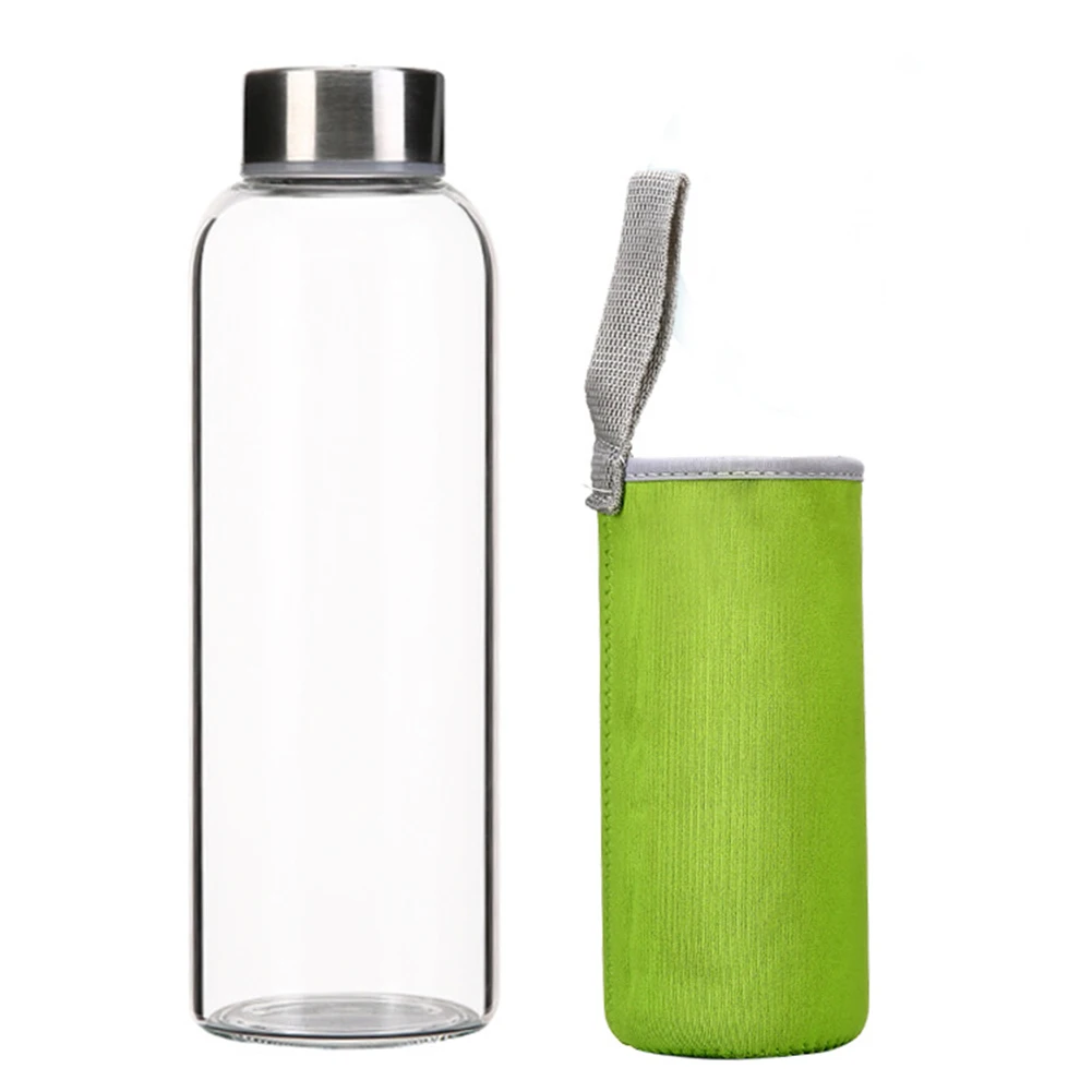 550 мл BPA стеклянная бутылка для воды с чайным фильтром Защитная сумка для заварки спорта на открытом воздухе TB распродажа - Цвет: green