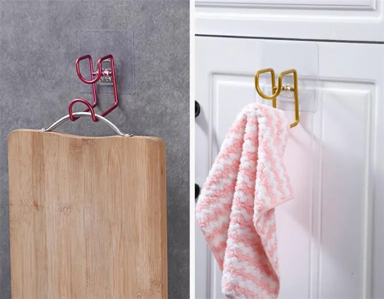 Creative Wall Hooks Door Sticky Hanger Holder Wash Basin Holder Stainless Steel Strong Adhesive Hook Kitchen Bathroom Hooks