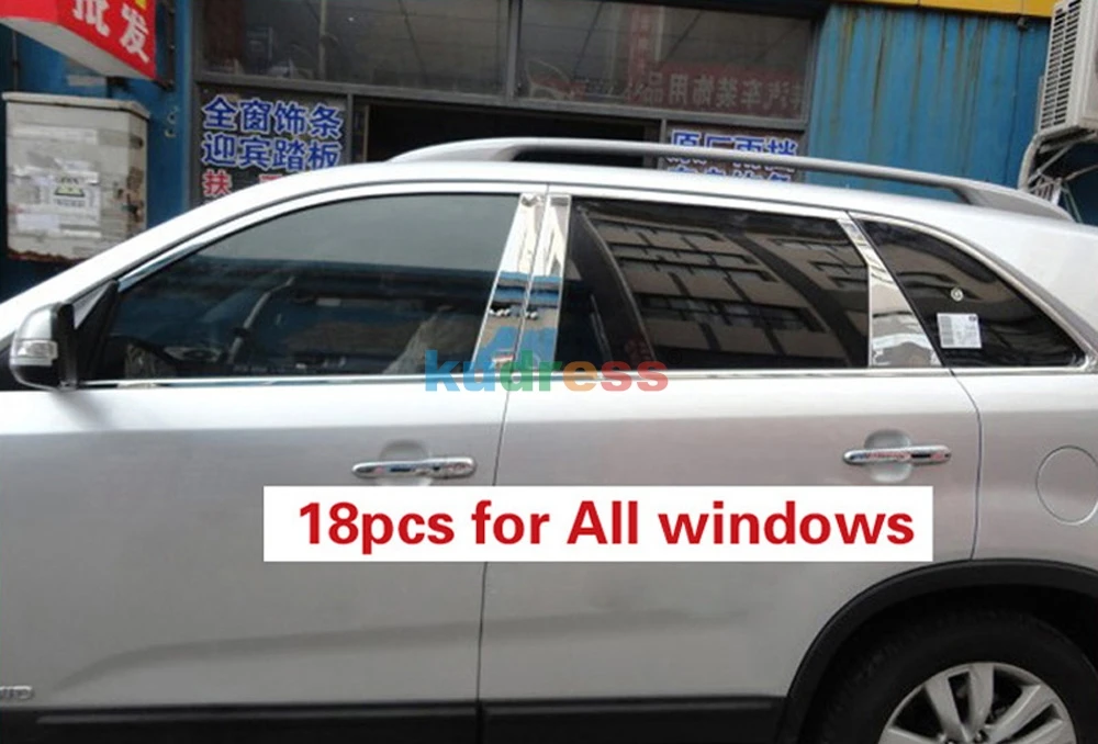Для Kia Sorento 2010 2011 нержавеющая сталь окно хромированная формовочная накладка стойки пост центр стойки Оконные Планки Стайлинг 11 шт