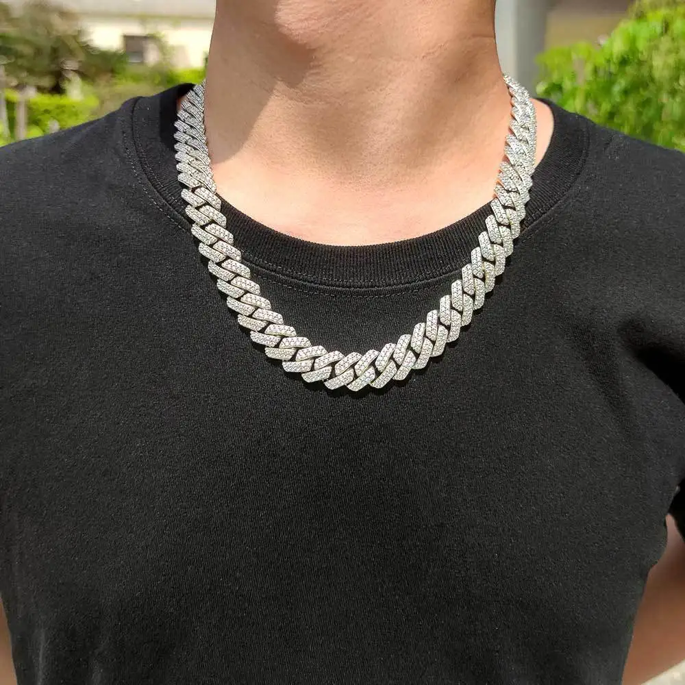 Big Heavy Hip Hop ice Men Boy Jewelry Micro Pave CZ Rose Gold Two Tone Color Rock Punk Ice Out Cuban Chain Necklace 19mm