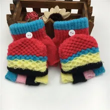 Новое поступление; теплые вязаные перчатки для малышей; сезон осень-зима; милые теплые лоскутные перчатки для маленьких девочек и мальчиков; теплые зимние перчатки