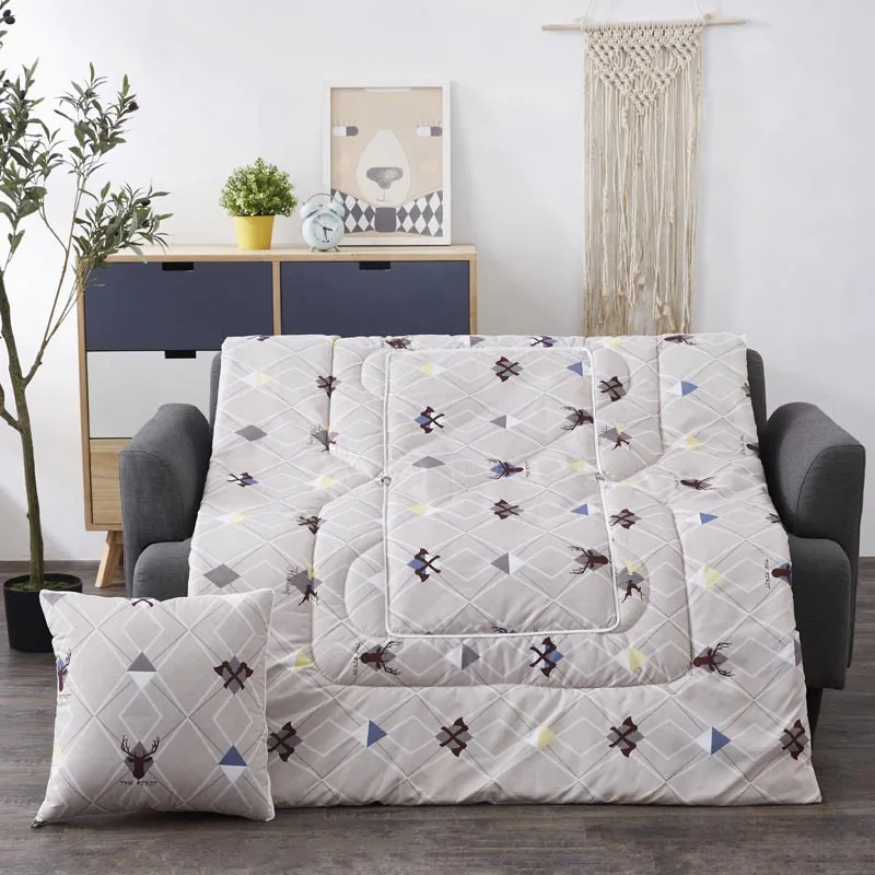 2 In 1 Cushion Travel Portable Nap Pillow Blanket Quilt Foldable Pillow Square Sofa Bedding Blanket Office Car Home Decoration 