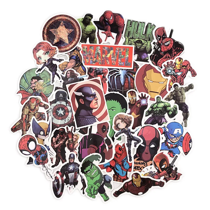 50 шт. Marvel Мстители мультфильм стикеры s водонепроницаемый для ноутбука мото
