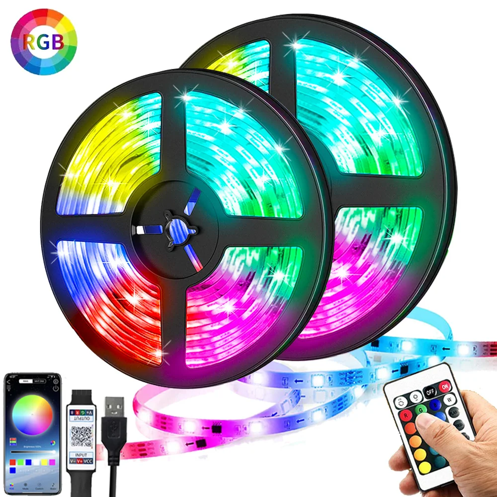 RGB 5050 2835 LED Lights Strip Bluetooth Control USB White 5V Flexible Lamp Tape Diode Festival Fita Bedroom Tira Luces TV Desk