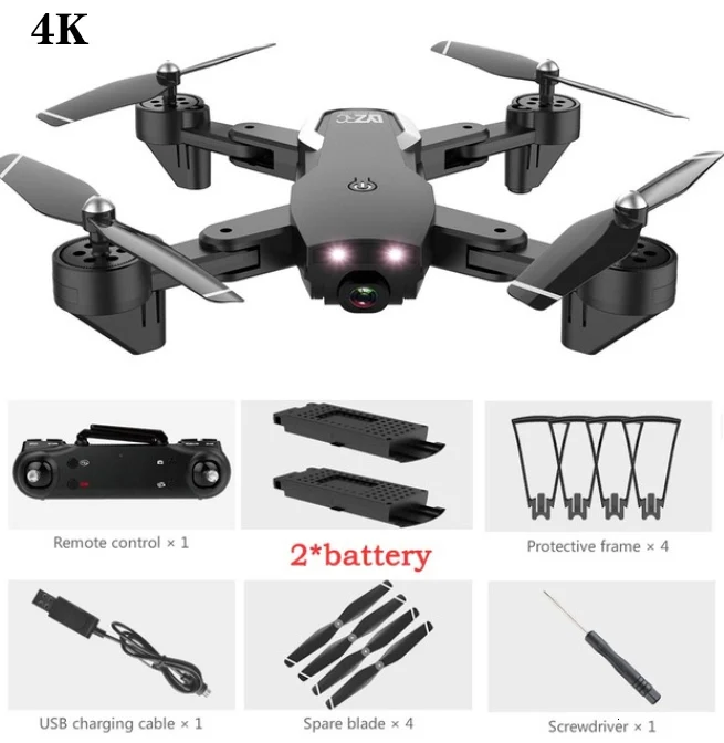 L107 Дрон 4K 2,4G wifi FPV с широкоугольным двойным HD Вертолет камеры игрушка 20 минут долгое время полета складной портативный - Цвет: Black 4K 2B