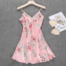 Pink Women M-XXL Silky Robe Strap Nightdress V-Neck Sleepwear Casual Summer Long Home Wear Nightwear Bath Gown