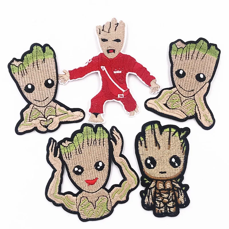 1PCS Marvel Cartoon Lovely Groot Icon Patch Avengers Hero Applique Iron On Embroidery For DIY Kids Apparel Accessories | Дом и сад