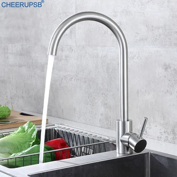

Grifo De Cocina 360 Degree Rotatable Kitchen Faucet Stainless Steel Faucets Hot Cold Water Mixer Tap Deck Mount Brushed Taps K99
