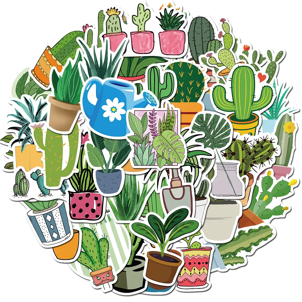 

45PCS Waterproof Stickers PVC Green Plant Cactus Sticker Decal For DIY Guitar Laptop Motorcycle Car Helmet Skateboard Luggage