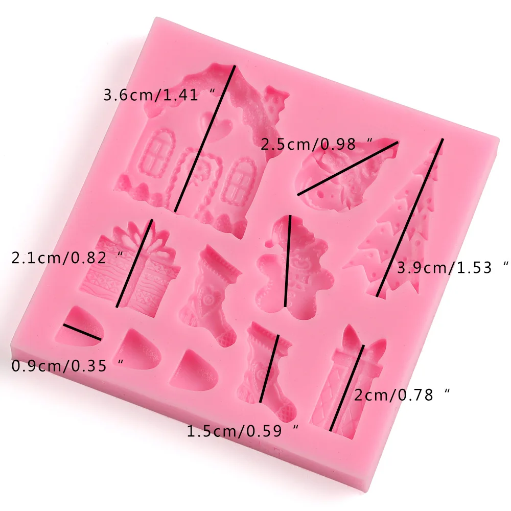 Christmas Series Silicone Mold Santa Pine Tree Fondant Cake Mould DIY Cake Decorating Tools Gumpaste Chocolate Candy Clay Moulds