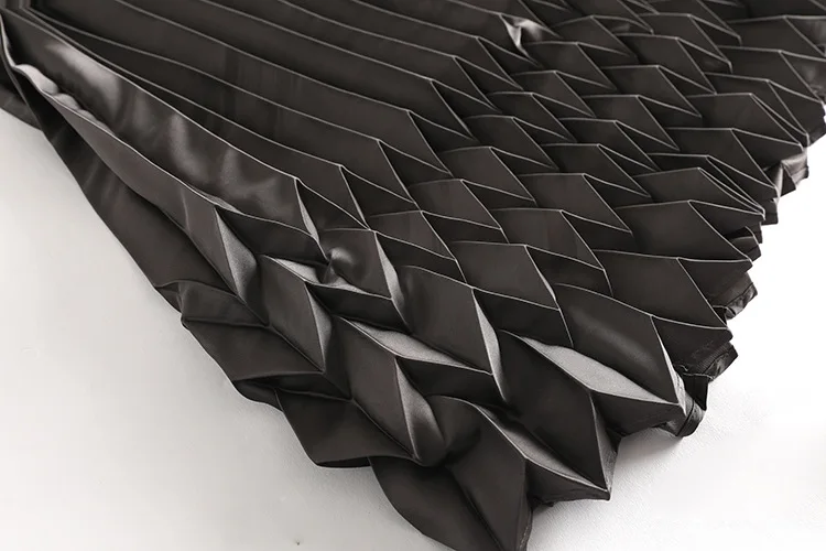 Горячая модное плиссированное платье Miyake со складками из сатина с круглым вырезом Плиссированное кружевное плиссированное платье
