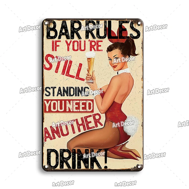 Vintage Beer Poster Metal Plate Tin Sign Retro Sexy Pin Up Girl Metal Plaque Chic Bar Pub Man Cave Wall Decoration Accessories 3