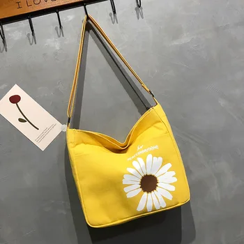 

Canvas female bag small daisy canvas messenger bag wild canvas shoulder bag female student class canvas bag