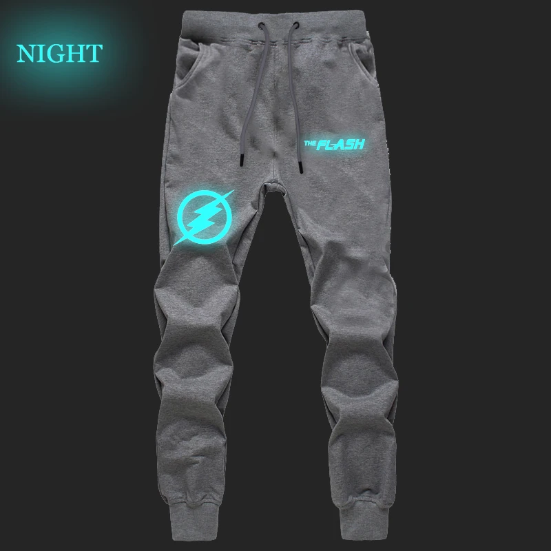 The Flash Superhero Luminous Pants Autumn Winter Men Fitness Joggers Long Trousers Casual Sweatpants Cosplay Pants Plus Size