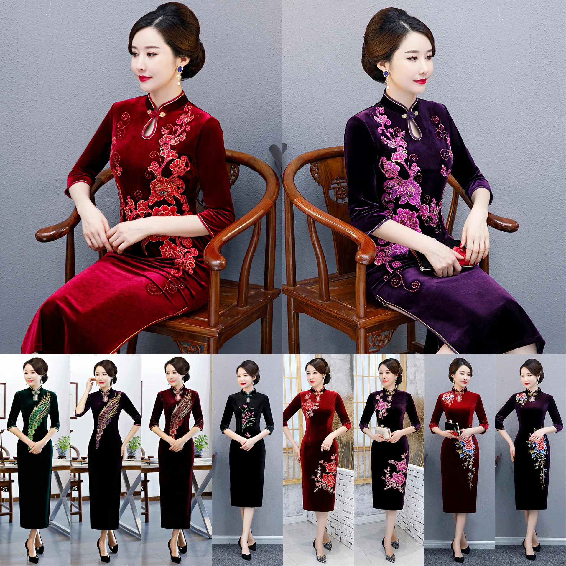 Cheongsam китайский стиль Улучшенная юбка cheongsam qipao длинное китайское Новогоднее платье cheongsam традиционное платье для женщин