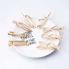 Женские золотые геометрические кролики в форме короны, металлические полые шпильки для милых девушек, простые заколки для волос, аксессуары для волос, головные уборы