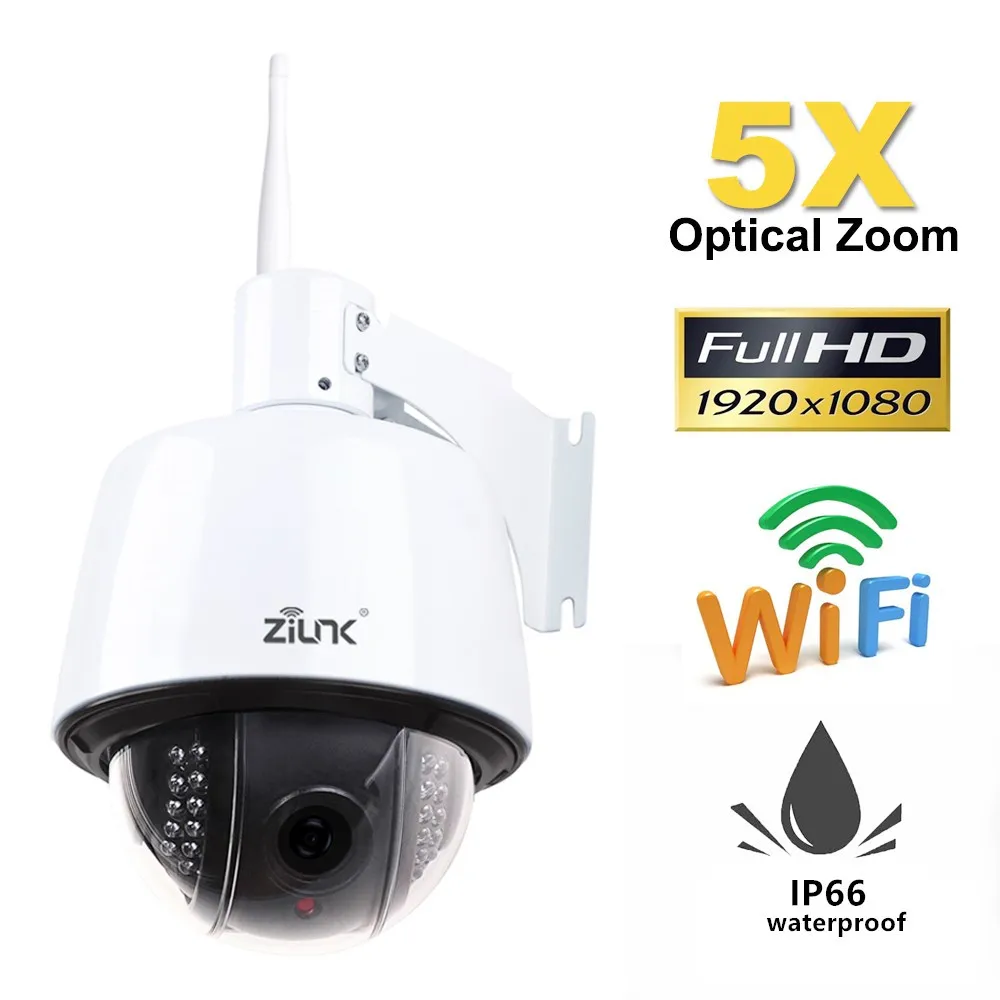ZILNK PTZ Беспроводной WI-FI IP Камера 1080P HD 4 дюймовый металлический корпус Открытый 5X оптические Объективы для видеонаблюдения HI3516C+ SONY IMX323 для Iphone и Ipad
