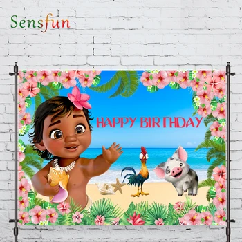 

Sensfun photographic background moana flower birthday Cartoon film background photobooth photo studio fabric shoot
