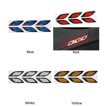 

New 6pcs Carbon Fiber Car Truck Fender Body Reflective Strips Security Sticker For Luxury Glamorous Car