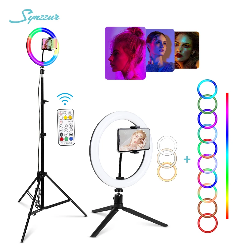 RGB Led halka ışık standı ile renkli aydınlatma 29 Colorlight,3 Normal modları kısılabilir özçekim 10 inç halka ışık Youtube Video için