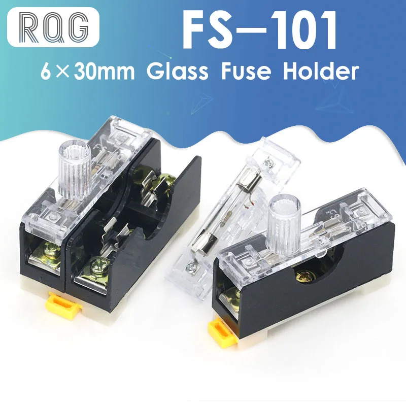 FS 101 Din Rail Mount Single Pole 6X30mm Fuse Holder Glass fuse tube