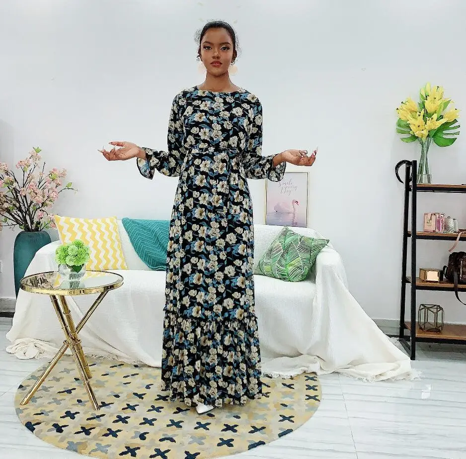 

Abaya женское длинное платье с цветочным принтом, арабское турецкое мусульманское Макси-платье цзилбаба, турецкий Рамадан, исламаическое женское платье a1463