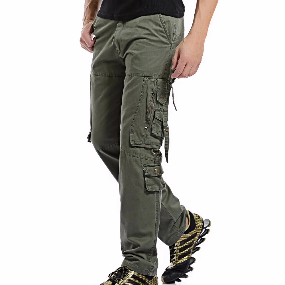 Новые мужские брюки карго армейский зеленый большие карманы украшения мужские s повседневные брюки легко мыть мужские осенние армейские брюки размера плюс 28-40