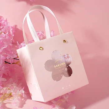 

Luxury Paper Gift Bag with Transparent Window Birthday Packaging Gift Box Valentines Gift Packaging Paper Bag Wedding Candy Bag