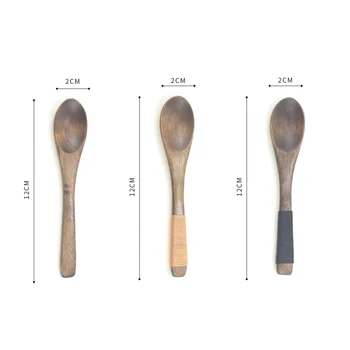 

AIRCHR Wholesale 30pcs/lot Wooden Dessert Spoons Eco-Friendly Phoebe Dark Wood Spoon Japanese Kitchen Tool