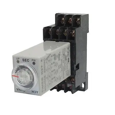

AC 220V H3Y-4 0-30S 4PDT 14 Pins Power on Time Delay Relay w Socket
