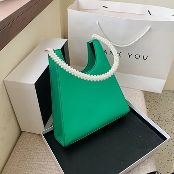 

Pearl Handle Shoulder Bags for Women 2020 Ins Luxury Handbags Women Bags Designer PU Leather Hand Bags Elegant Lady Travel Totes