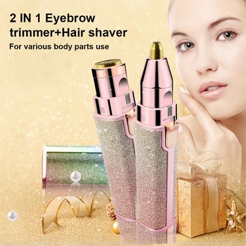 

2 In 1 Electric Eyebrow Trimmer Makeup Painless Mini Electric Shaver Razor Woman Portable Facial Epilator Hair Remover Machine