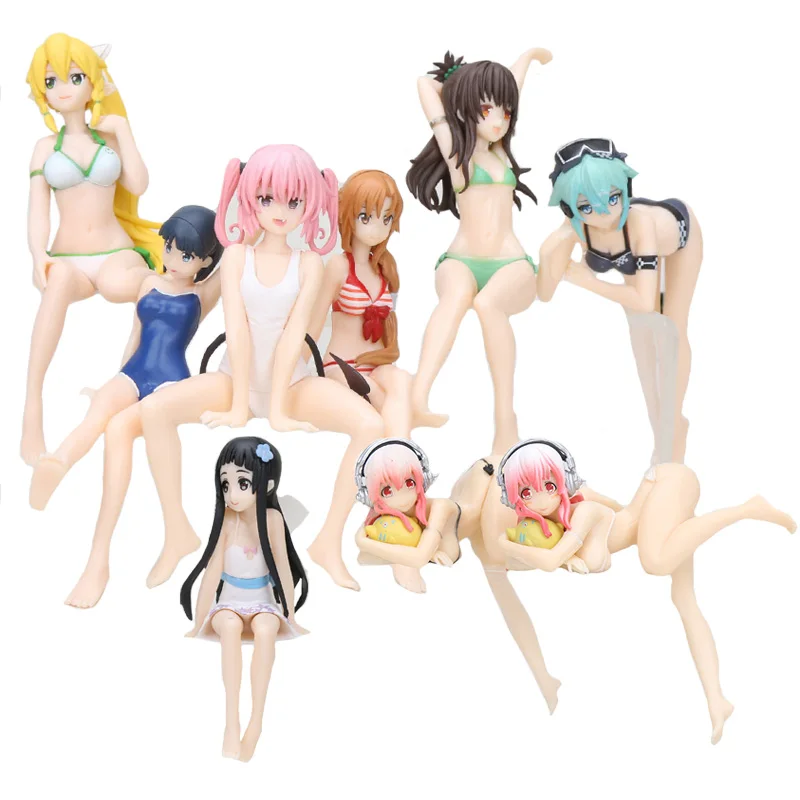 SAO Yuuki Asuna Sword Art Online Asuna Q Sitting Swimsuit Super Sonico  Action Figure Desktop Decoration Noodle Stopper Model