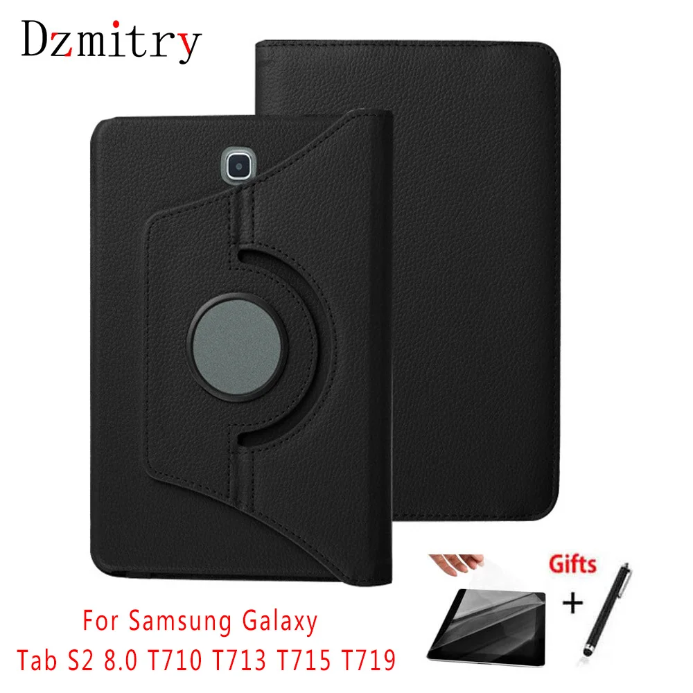 

360 Degree Rotating Stand Smart PU Leather Cover for Samsung Galaxy Tab S2 T710 T713 T715 T719 8.0" Tablet Funda Case+Film+Pen
