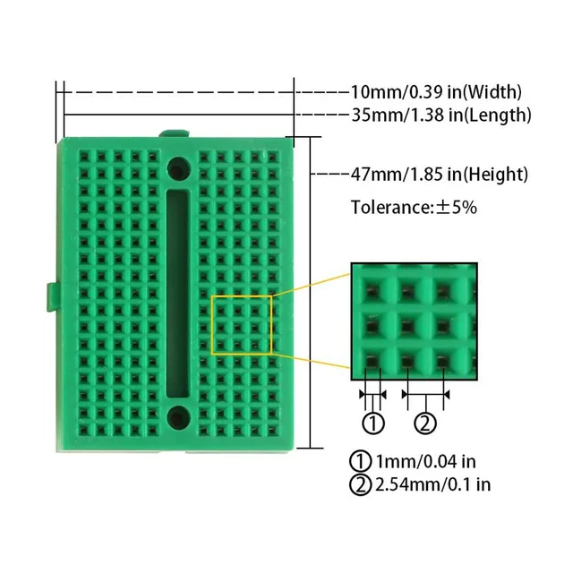 Set 12 Mini Breadboard 170 Punti SYB-170 - Per Arduino E Raspberry PI Con Nastro Adesivo - Foto 7