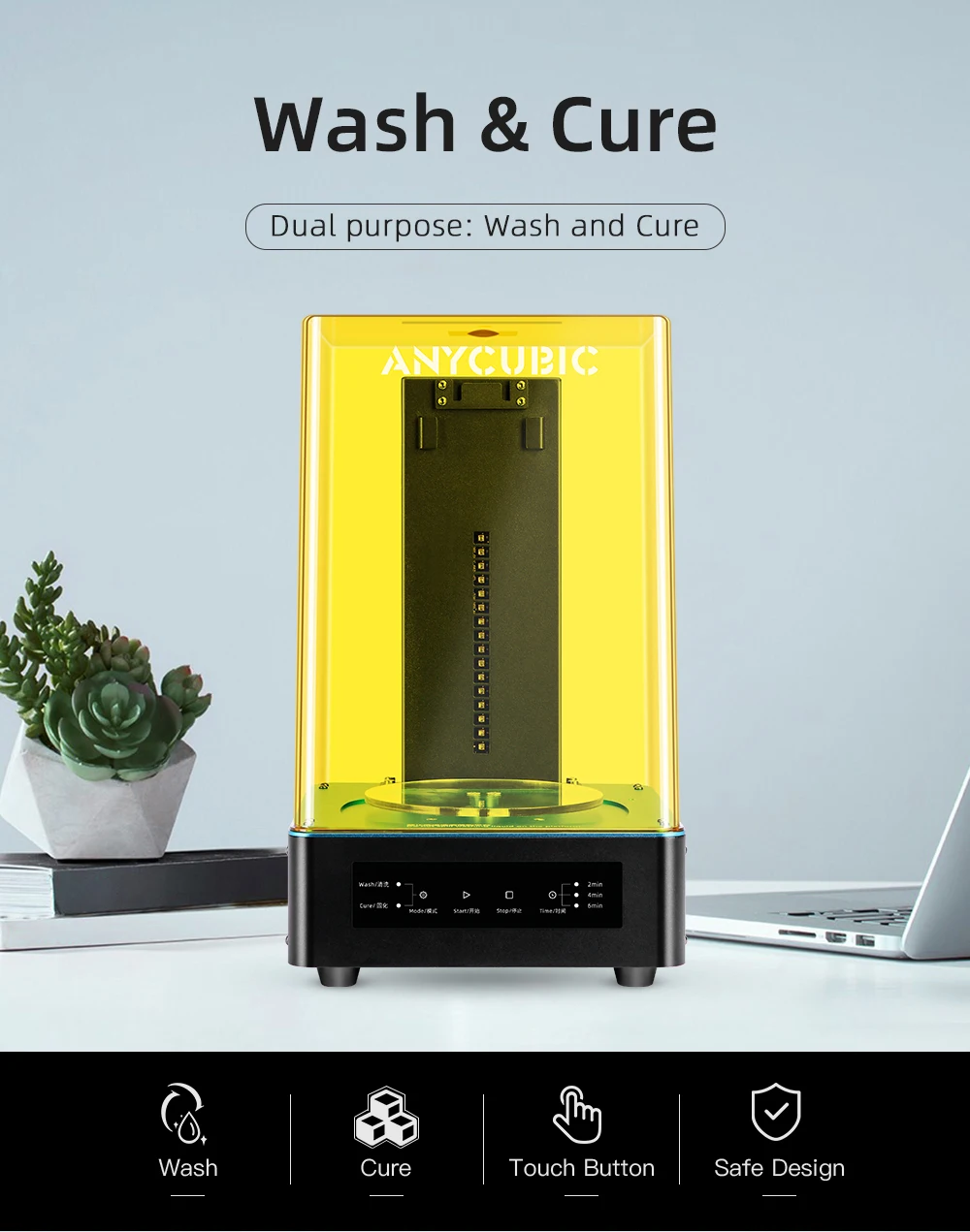 Anycubic Wash and Cure 2.0 Machine 2in1 UV Resin Curing Kingly Pte Ltd