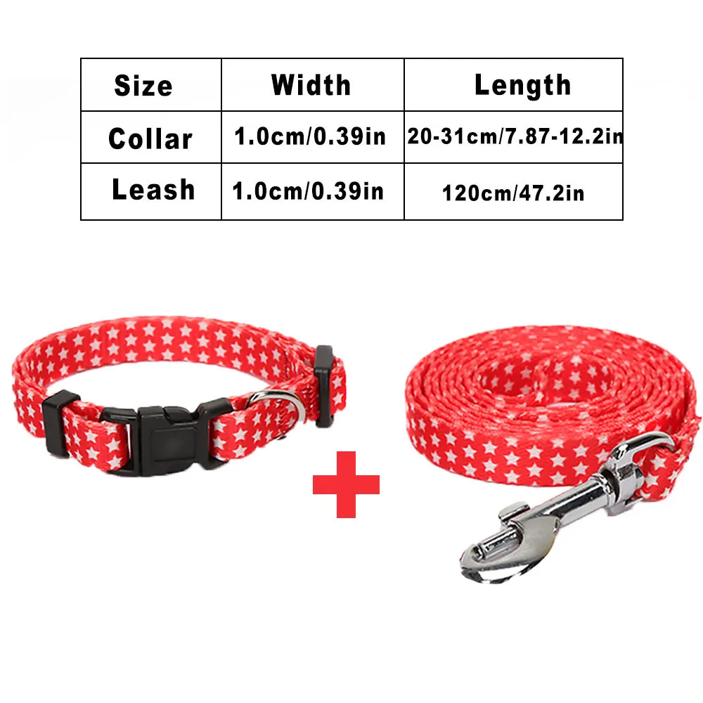 RedStar Collar Leash Ошейник для домашних собак, набор поводков для маленьких собак, ошейник для щенков, регулируемые воротники, ожерелье для собак, поводок, аксессуар для домашних животных MP0047 - Цвет: RedStar Collar Leash
