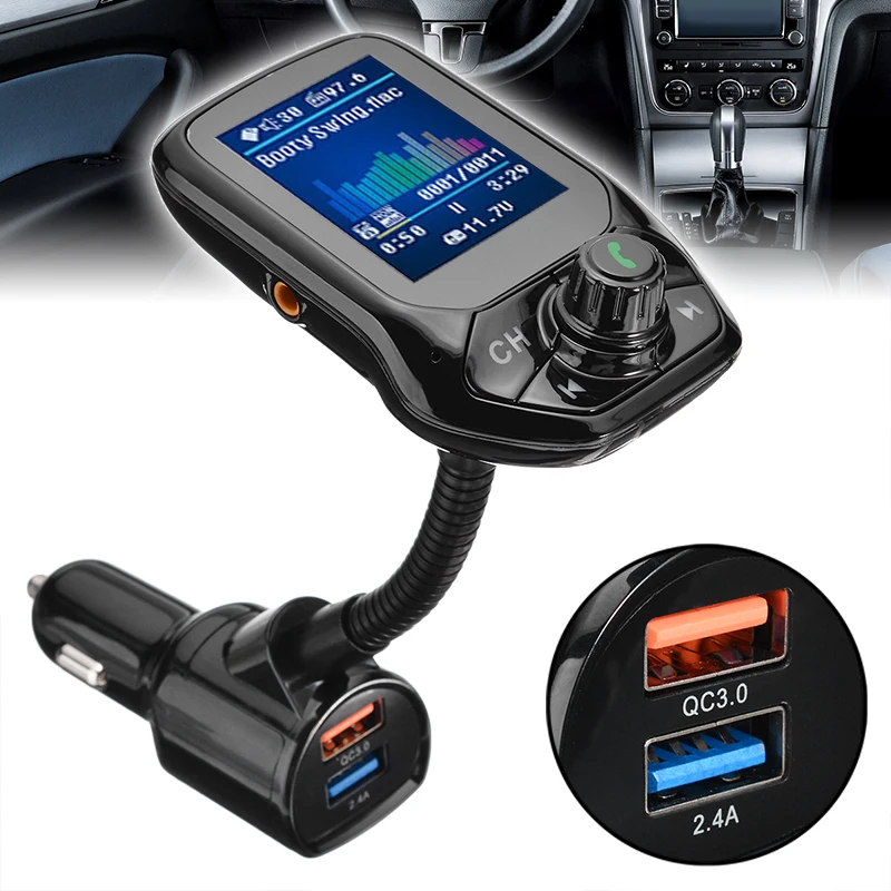 1 шт. 1,8 дюймов bluetooth V3.0, автомобильный набор, Handsfree, Автомобильный плеер T43 на тонкопленочных транзисторах на тонкоплёночных транзисторах Цвет Дисплей FM передатчик MP3 музыкальный плеер