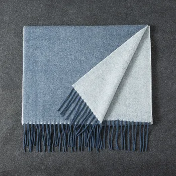

European American autumn and winter new double-sided pure color wool men's scarf fashion wool women's scarf thickened warm shawl