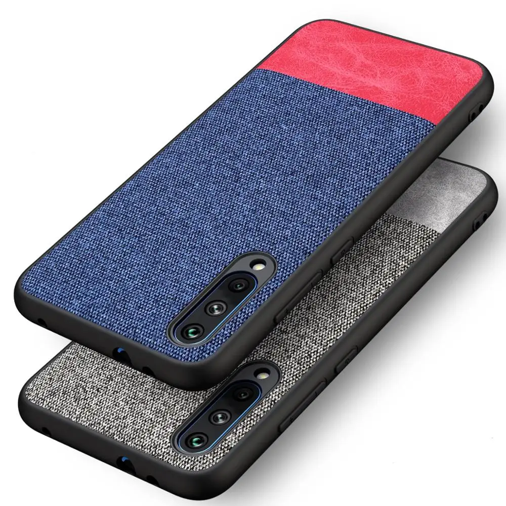

Luxury Bussiness Canvas Cloth Phone Cover For Xiaomi Mi CC9 CC9e A3 Redmi K20 Pro Slim Soft TPU Edge Stitching Cloth Back Case