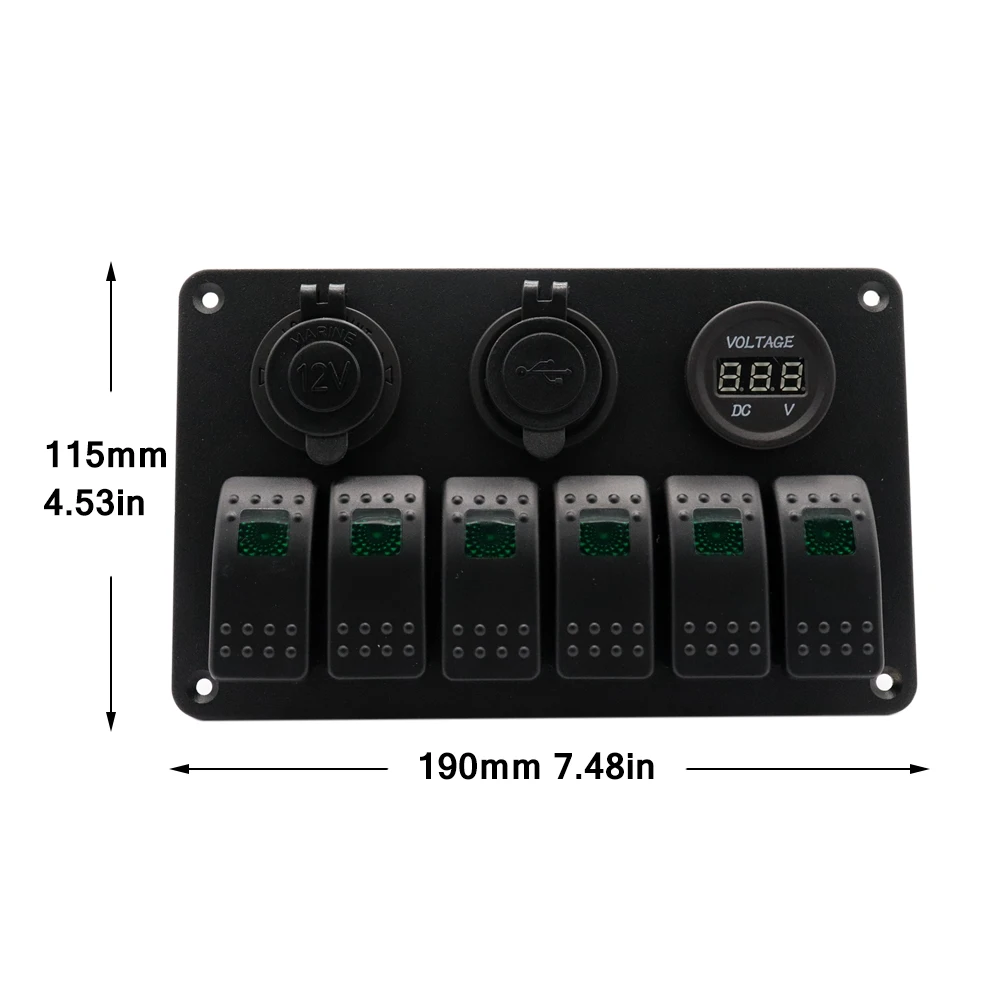 12 V-24 V DC 6 банд RV зеленый светодиодный тумблер кулисный переключатель панель с для автомобиля морской аксессуары