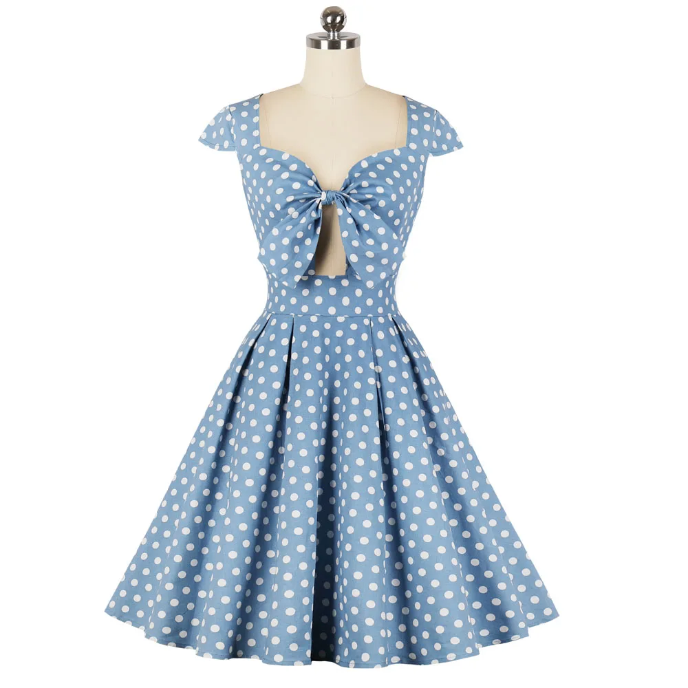 navy dress with white polka dots