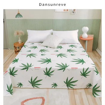 

Dansunreve cotton Flat sheet Floral Cartoon Patterned bedsheet Cat Leaf Printing sheets Multi 2020