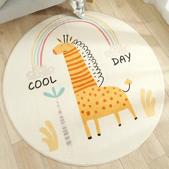 

Cartoon Animal Round Carpet Children's Room Tents Crawling Rugs Living Room Sofa Anti-slip Floor Mat