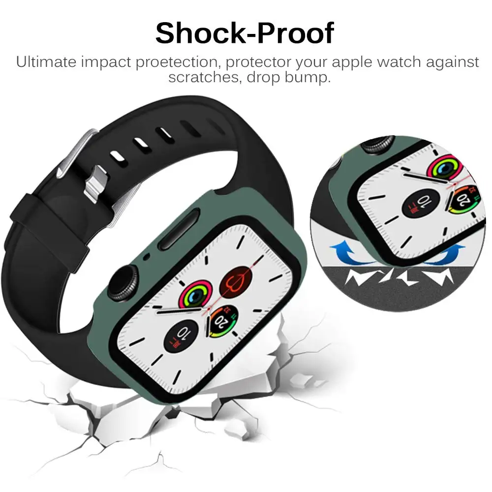 Glass+Case For Apple Watch Series 7 6 5 4 3 SE 45mm 41mm 44mm 40mm 42mm/38  iWatch Screen Protector+Cover Apple Watch Accessories|Watch Cases| -  AliExpress