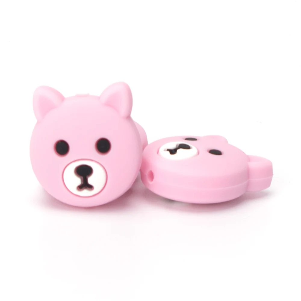 Bear Quartz Pink 5 шт., силиконовые бусины в виде медведя, панды, утки, коалы, перле, Мультяшные силиконовые коралловые бусины в виде животных, детские товары для прорезывания зубов - Цвет: Bear Quartz Pink