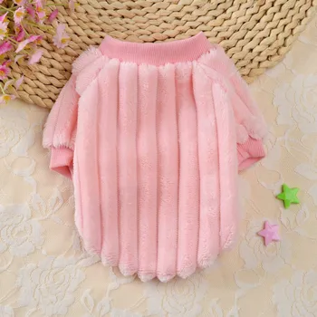 

Warm Fleece Pet Dog Cat Clothes Cute Striped Pet Coat Dogs Cashmere Shirt Jacket French Bulldog Pullover Dog Clothing